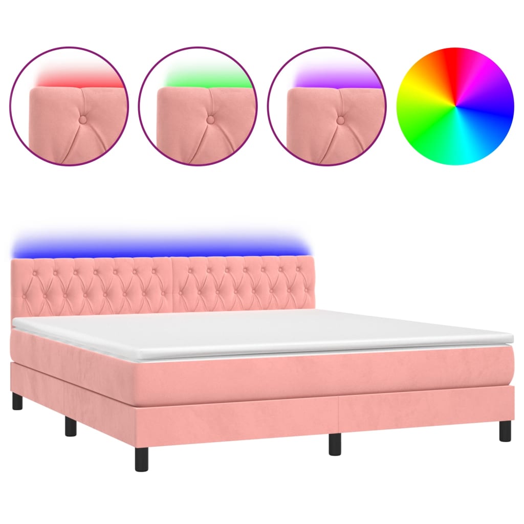 Sommier à lattes de lit avec matelas et LED Rose 160x200 cm - XIOS