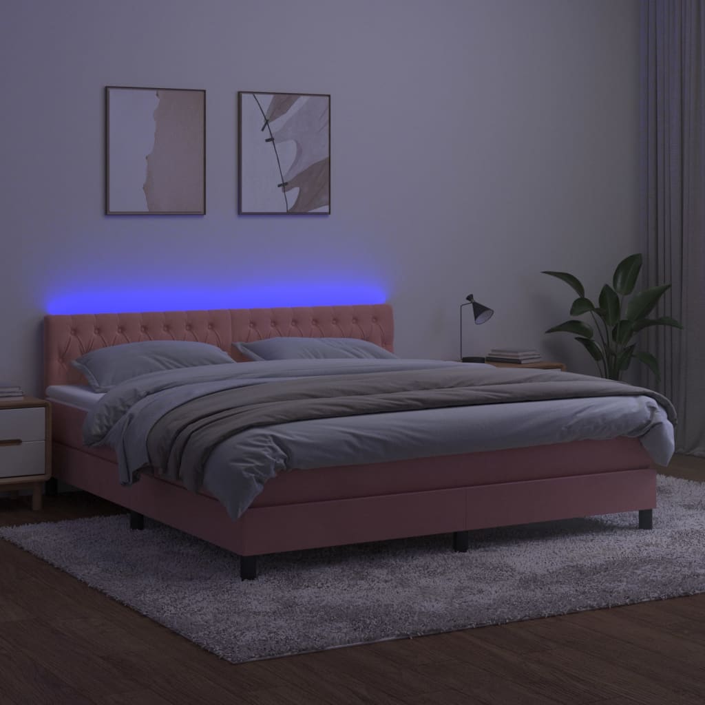 Sommier à lattes de lit avec matelas et LED Rose 160x200 cm - XIOS