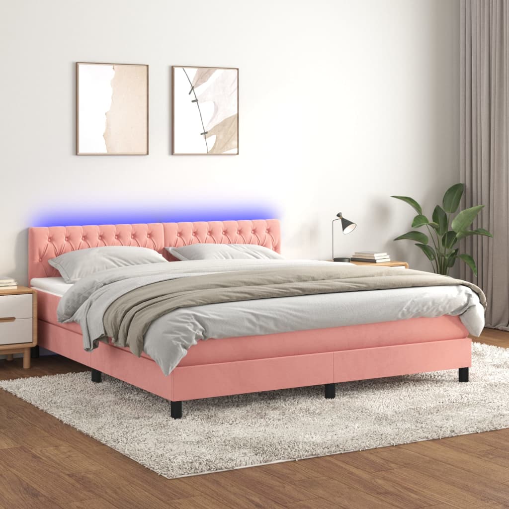 Sommier à lattes de lit avec matelas et LED Rose 160x200 cm - XIOS