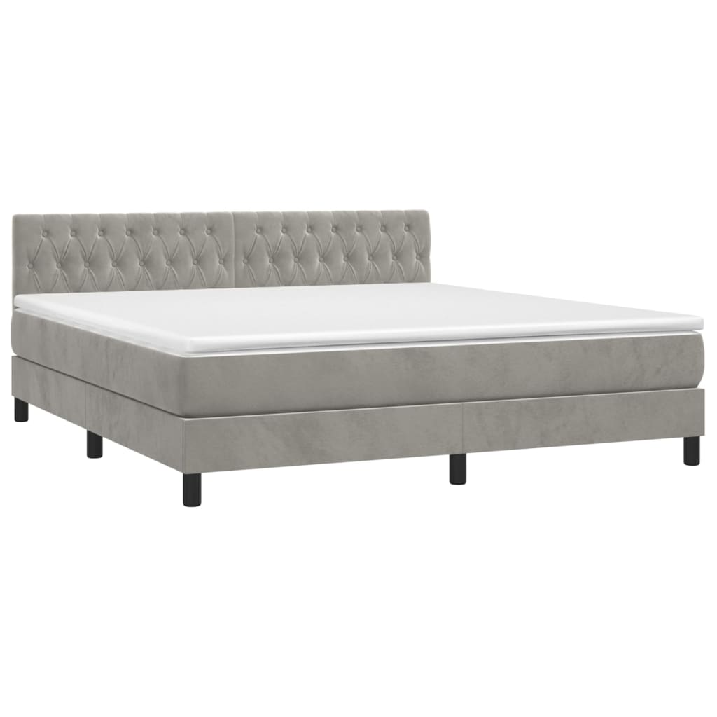 Sommier à lattes de lit avec matelas LED Gris clair 180x200 cm