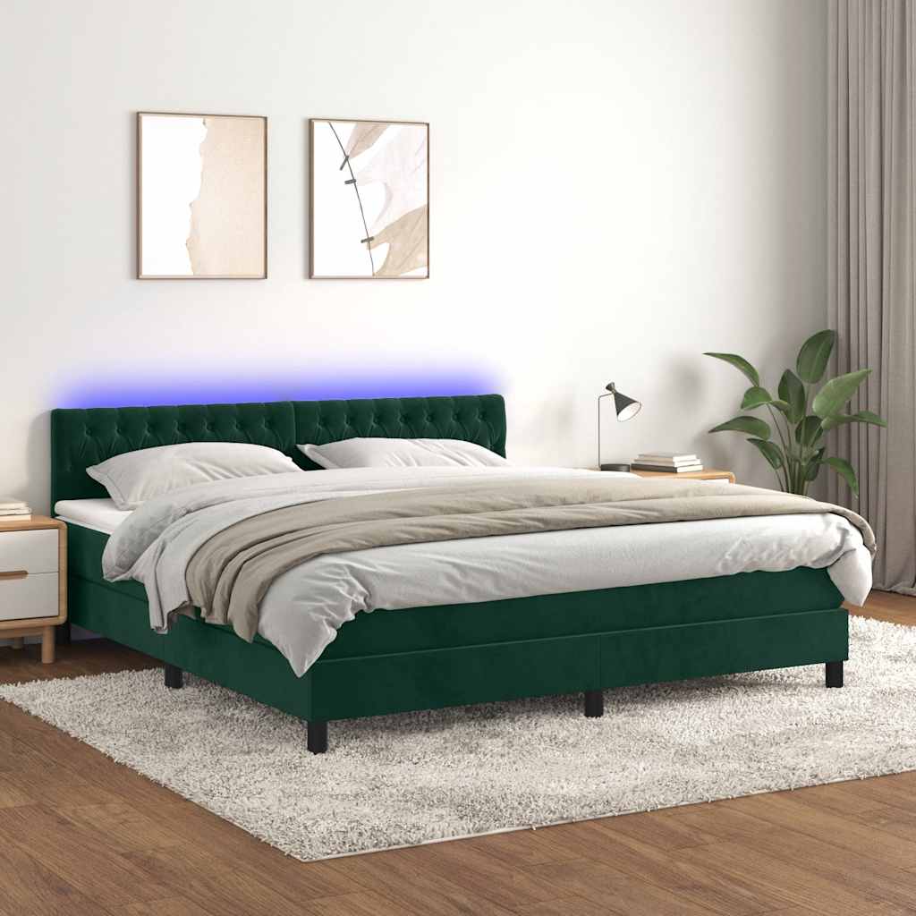 Sommier à lattes de lit avec matelas LED Vert foncé 180x200 cm - XIOS