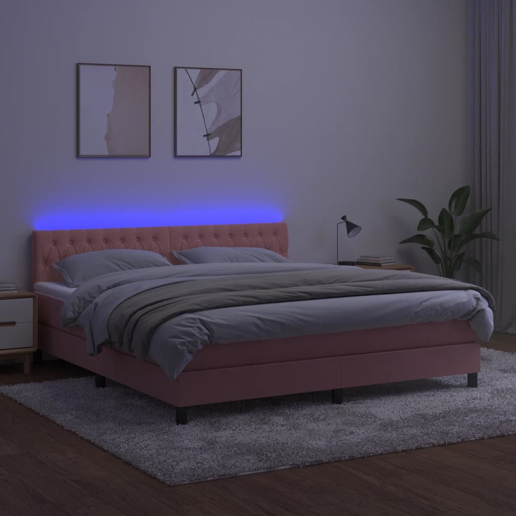 Sommier à lattes de lit avec matelas et LED Rose 180x200 cm - XIOS