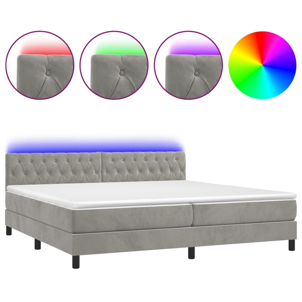 Sommier à lattes de lit avec matelas LED Gris clair 200x200 cm - XIOS