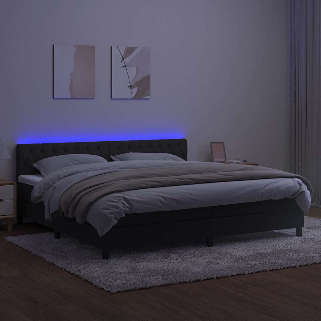 Sommier à lattes de lit avec matelas et LED Noir 200x200 cm - XIOS
