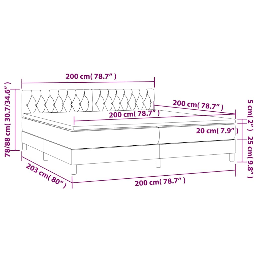 Sommier à lattes de lit avec matelas et LED Noir 200x200 cm - XIOS