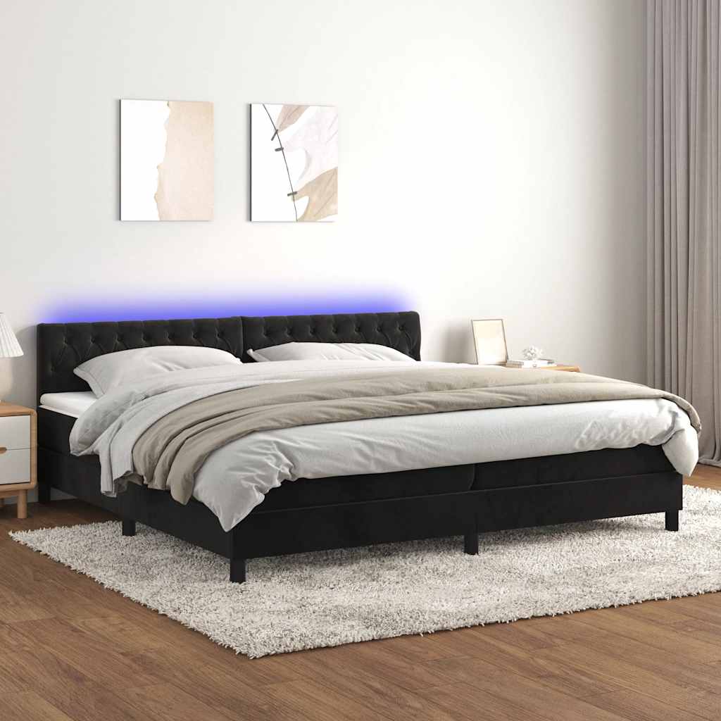 Sommier à lattes de lit avec matelas et LED Noir 200x200 cm - XIOS