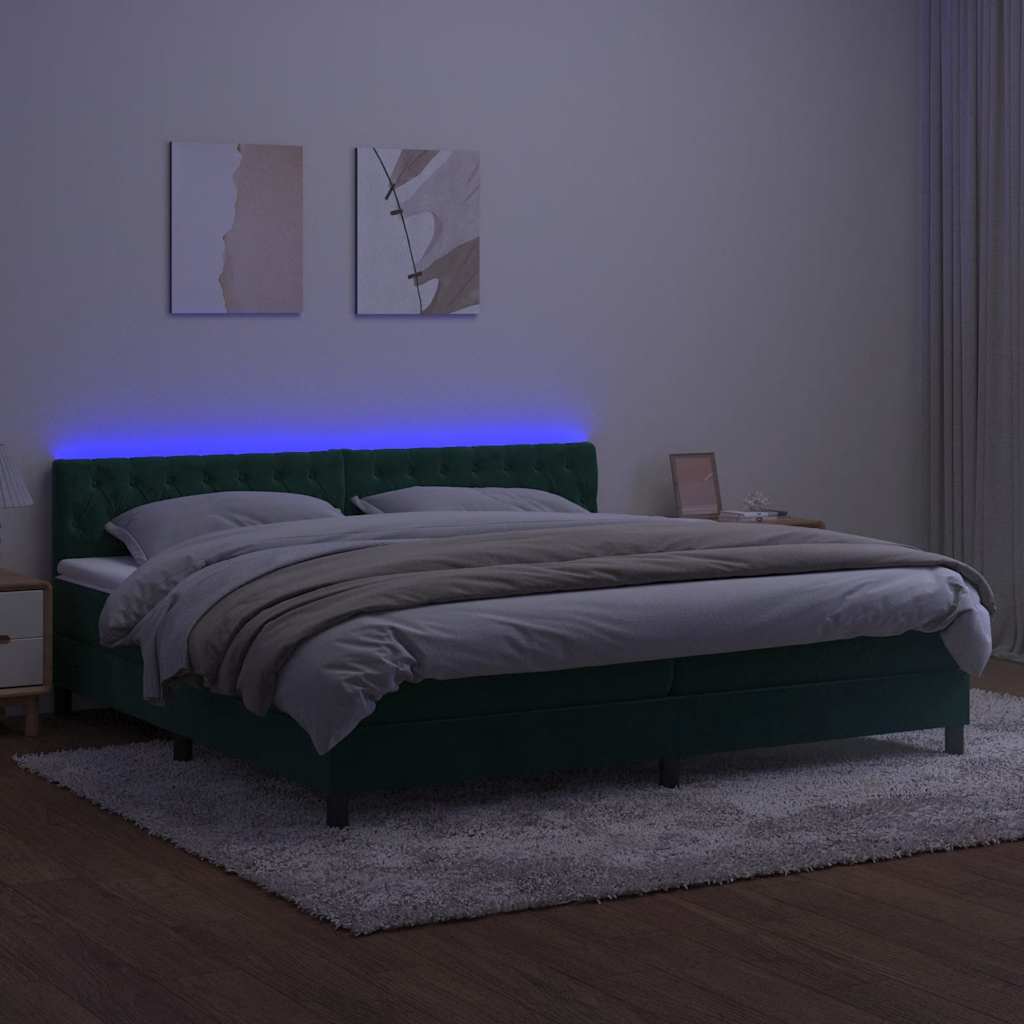 Sommier à lattes de lit avec matelas LED Vert foncé 200x200 cm - XIOS