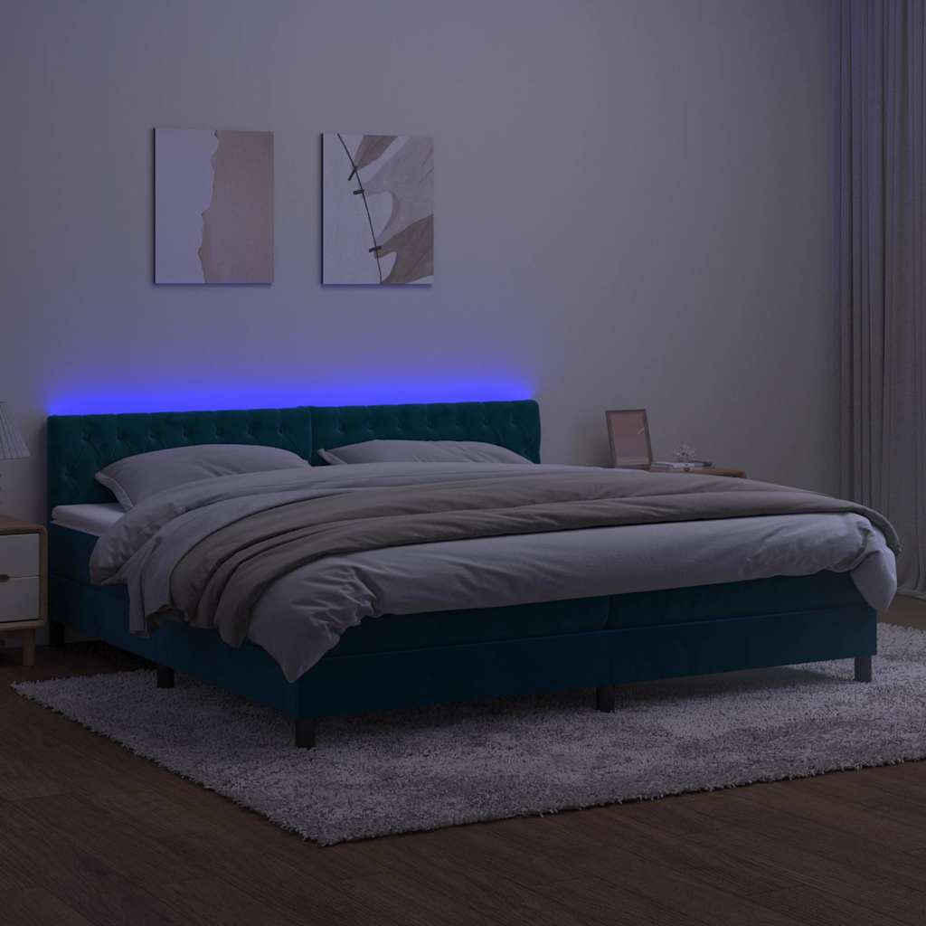 Sommier à lattes de lit avec matelas LED Bleu foncé 200x200 cm - XIOS