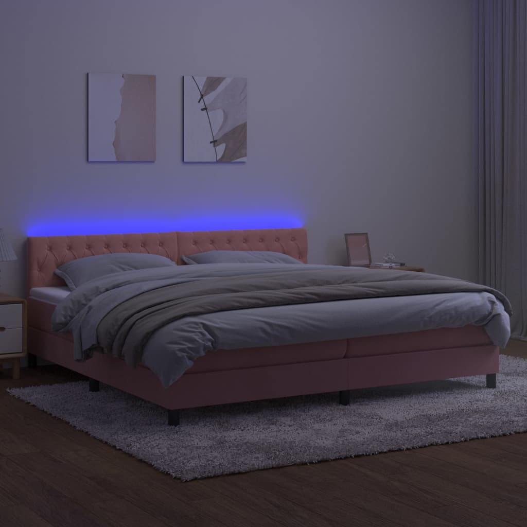 Sommier à lattes de lit avec matelas et LED Rose 200x200 cm - XIOS