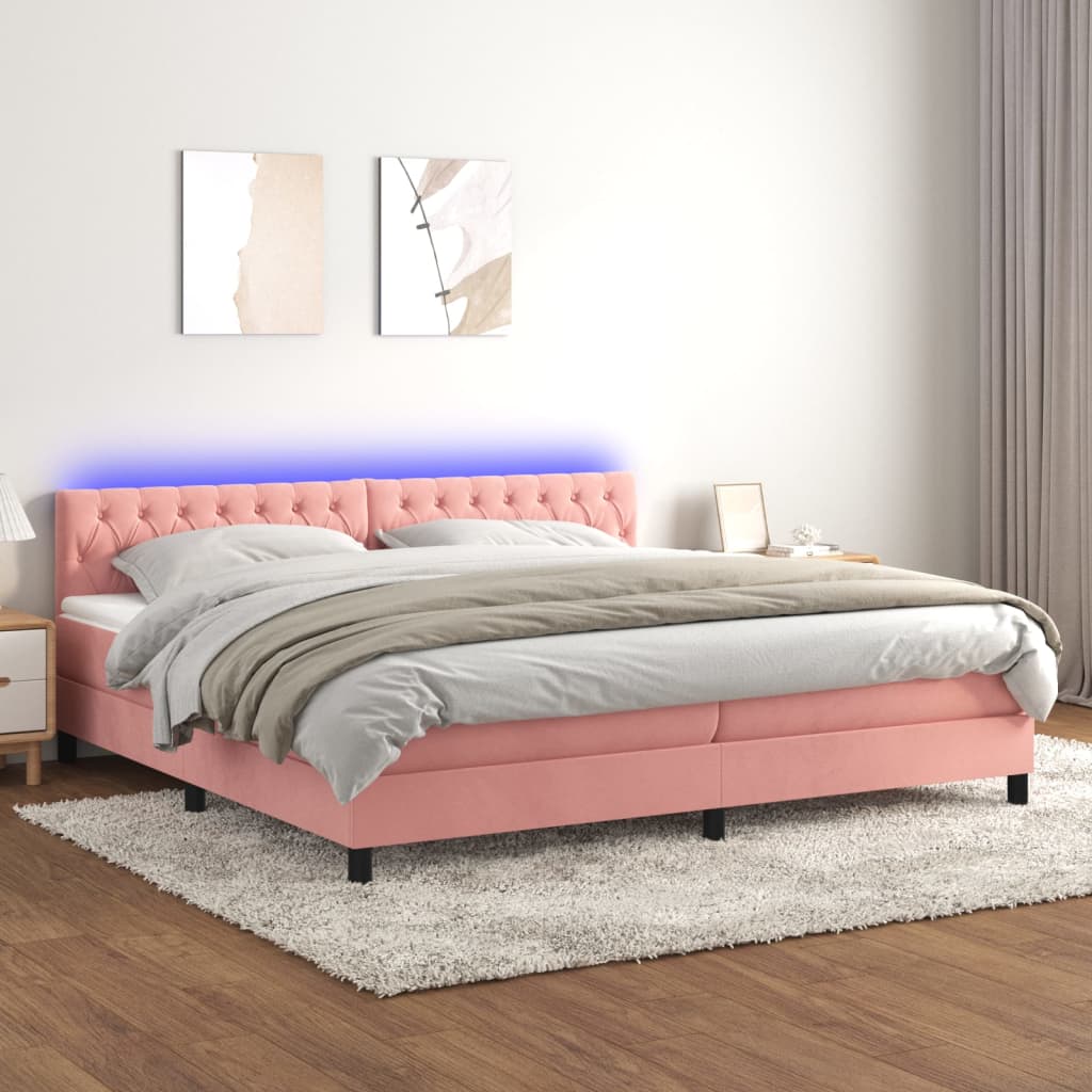 Sommier à lattes de lit avec matelas et LED Rose 200x200 cm - XIOS