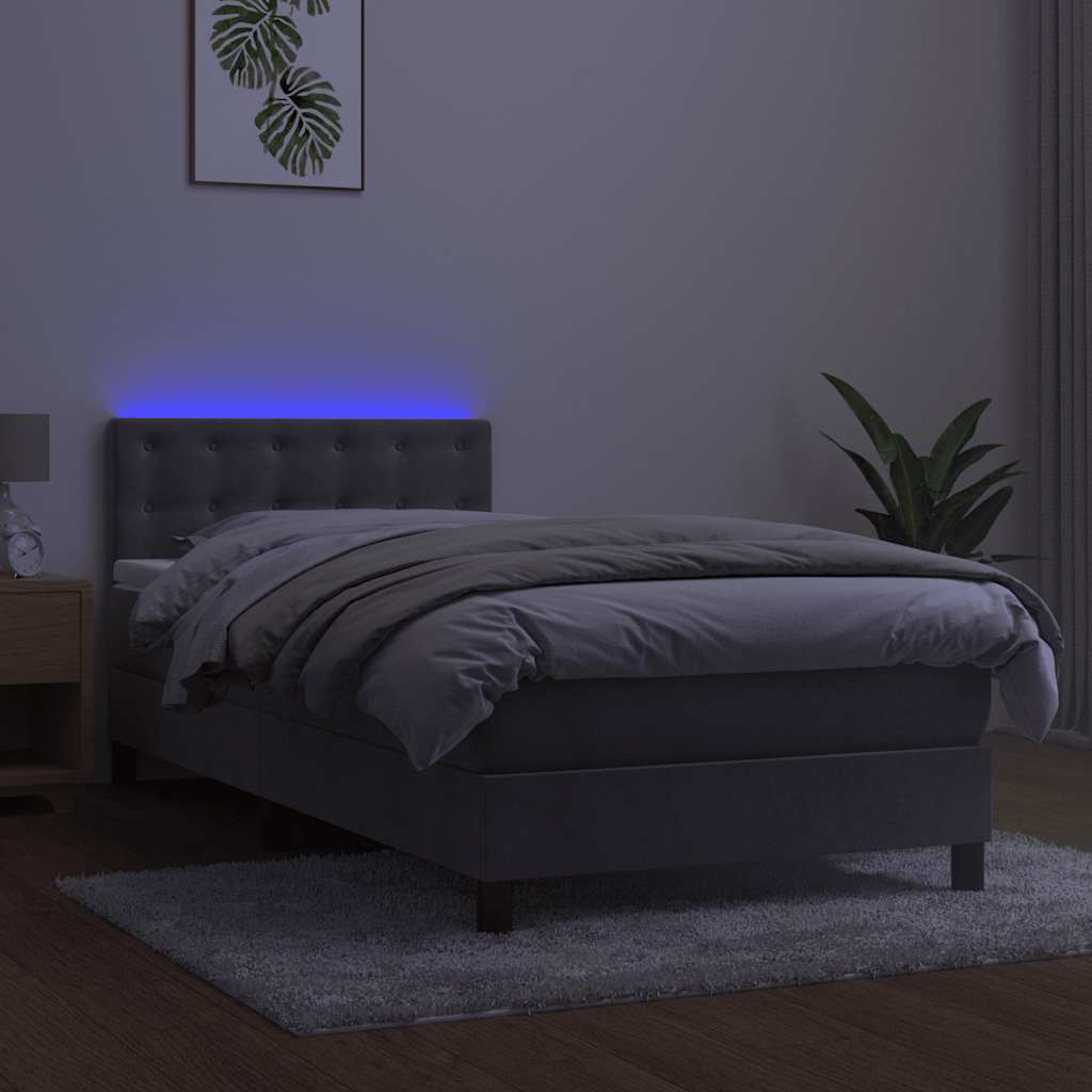 Sommier à lattes de lit avec matelas et LED Gris clair 80x200cm - XIOS