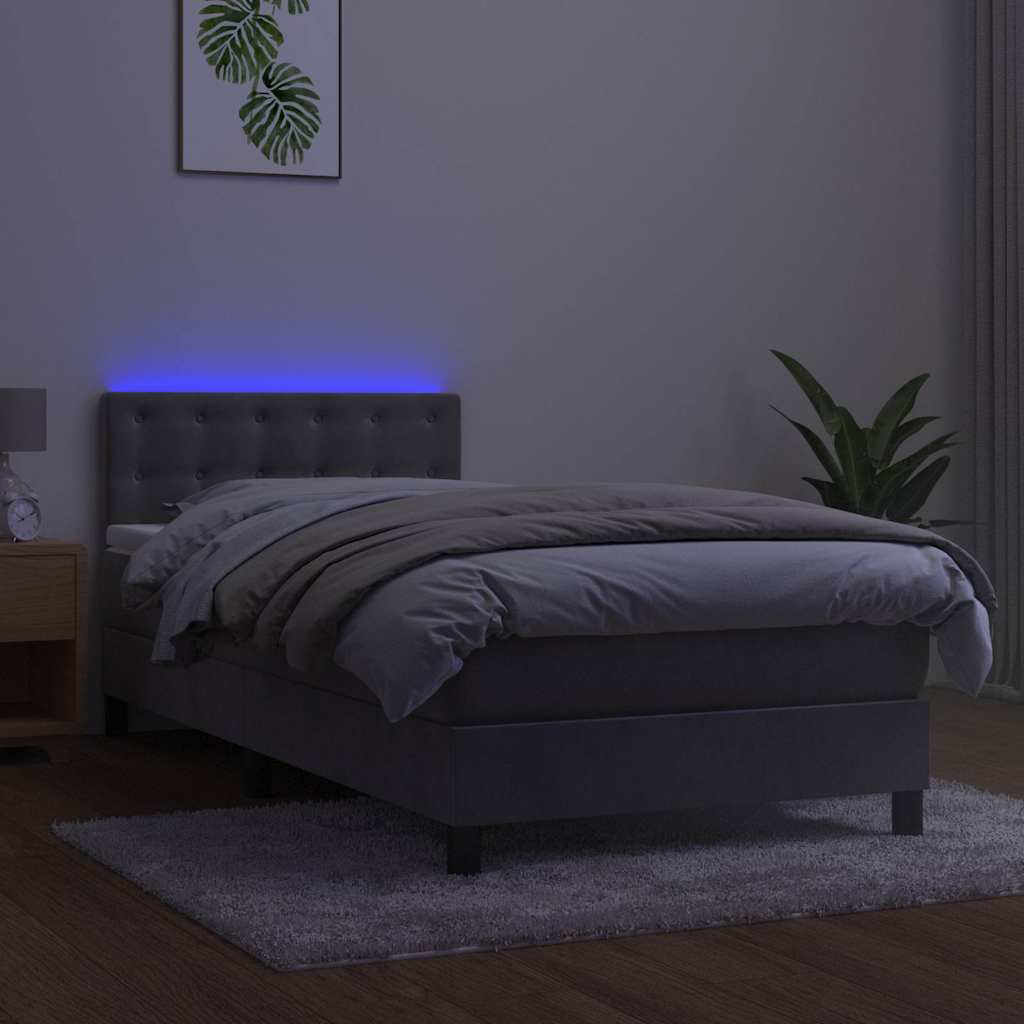Sommier à lattes de lit avec matelas et LED Gris clair 80x200cm
