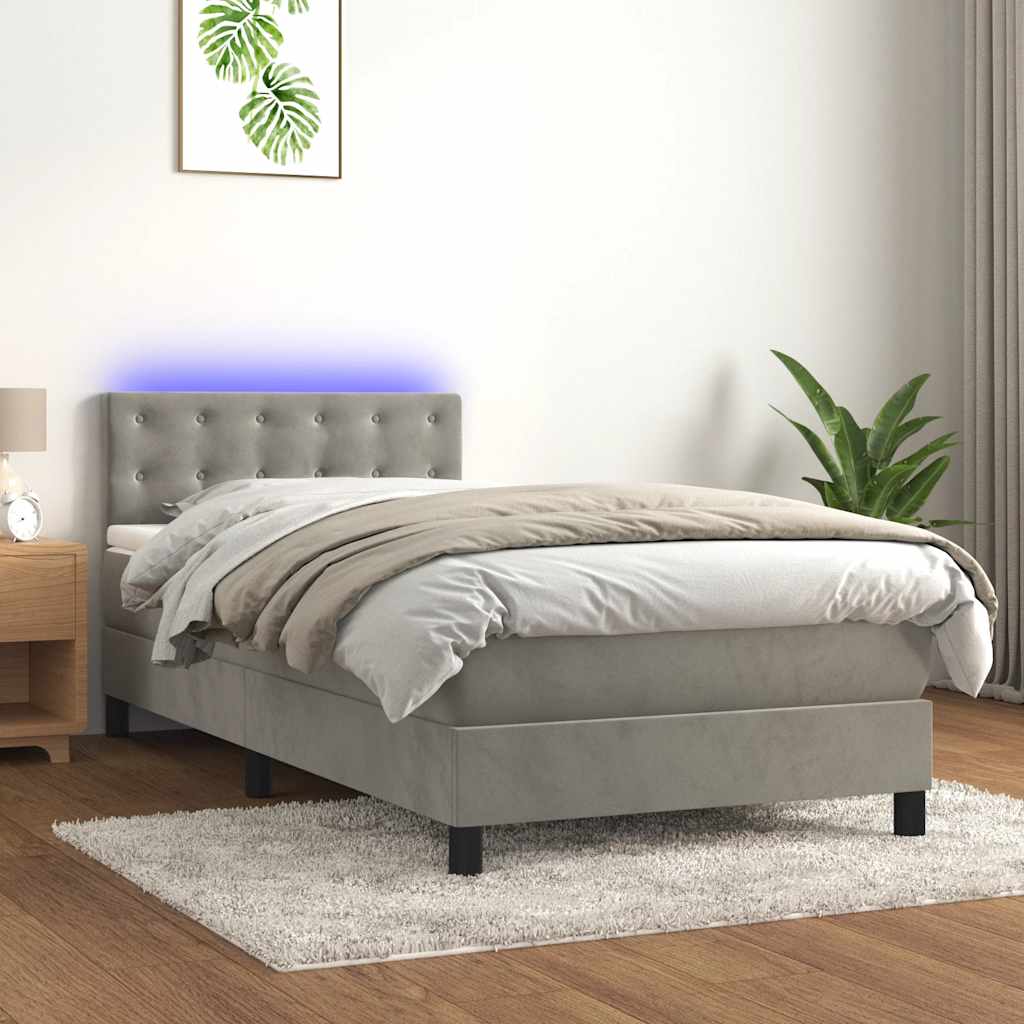 Sommier à lattes de lit avec matelas et LED Gris clair 80x200cm - XIOS