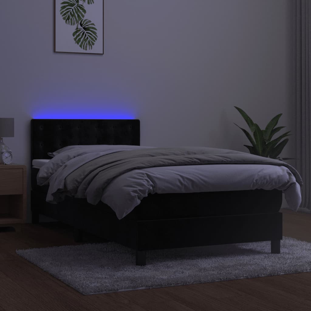 Sommier à lattes de lit avec matelas et LED Noir 80x200cm - XIOS