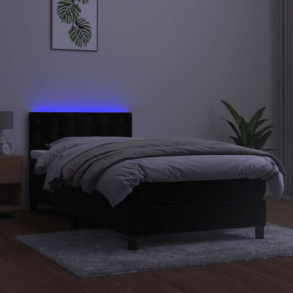 Sommier à lattes de lit avec matelas et LED Noir 80x200cm - XIOS