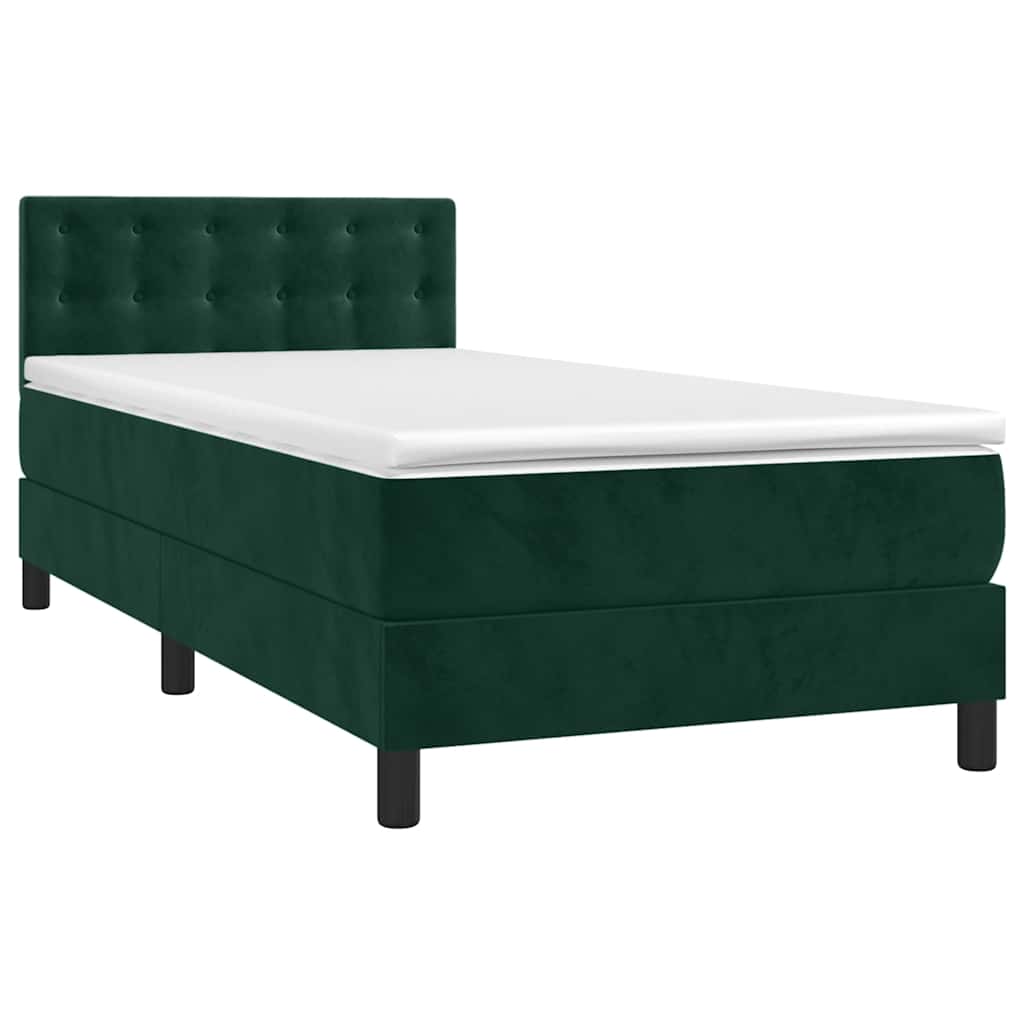 Sommier à lattes de lit avec matelas et LED Vert foncé 80x200cm - XIOS