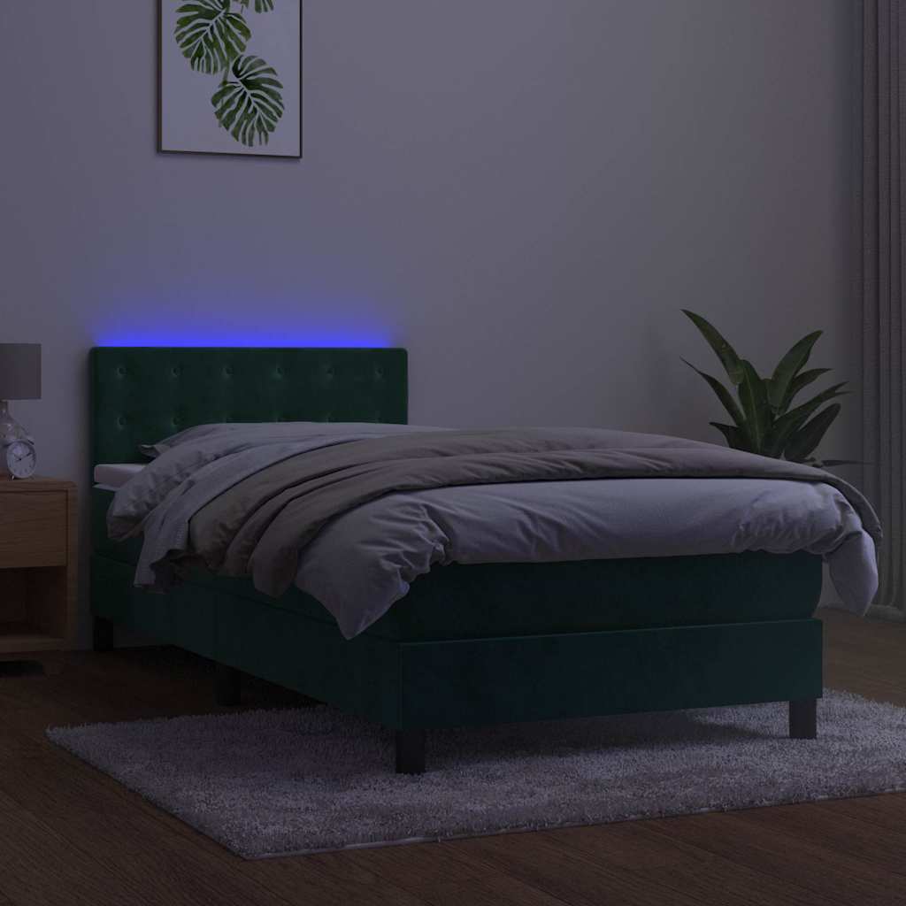 Sommier à lattes de lit avec matelas et LED Vert foncé 80x200cm - XIOS