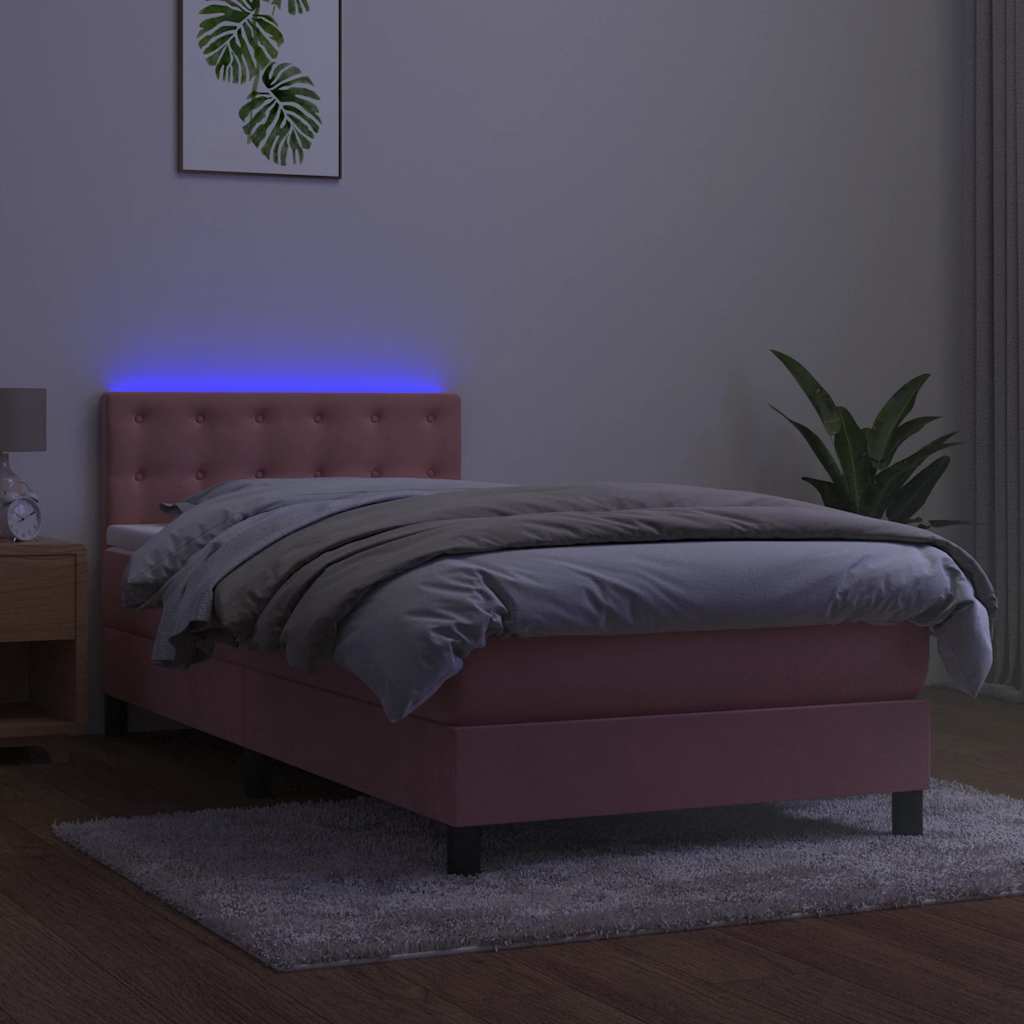 Sommier à lattes de lit avec matelas et LED Rose 80x200 cm - XIOS