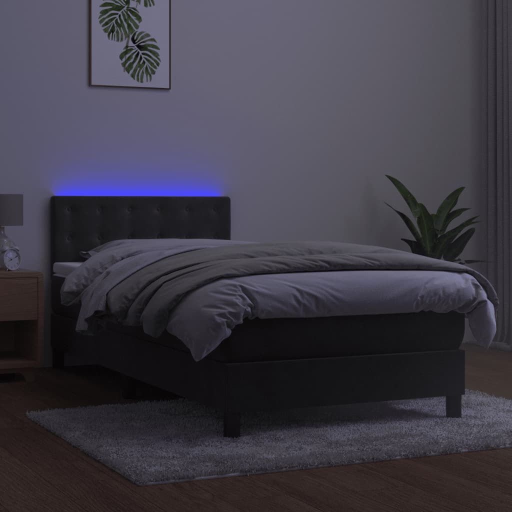 Sommier à lattes de lit avec matelas et LED Gris foncé 90x190cm - XIOS