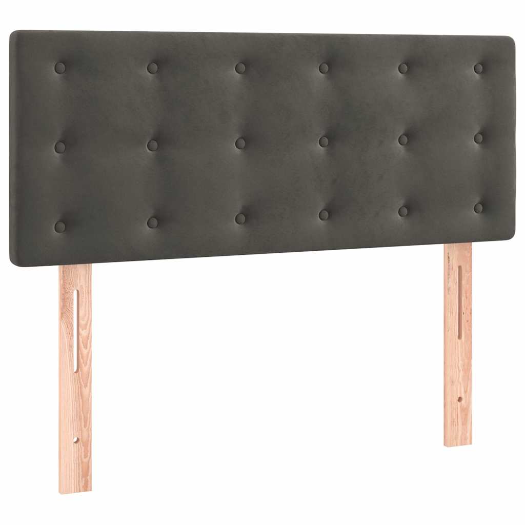 Sommier à lattes de lit avec matelas et LED Gris foncé 90x190cm