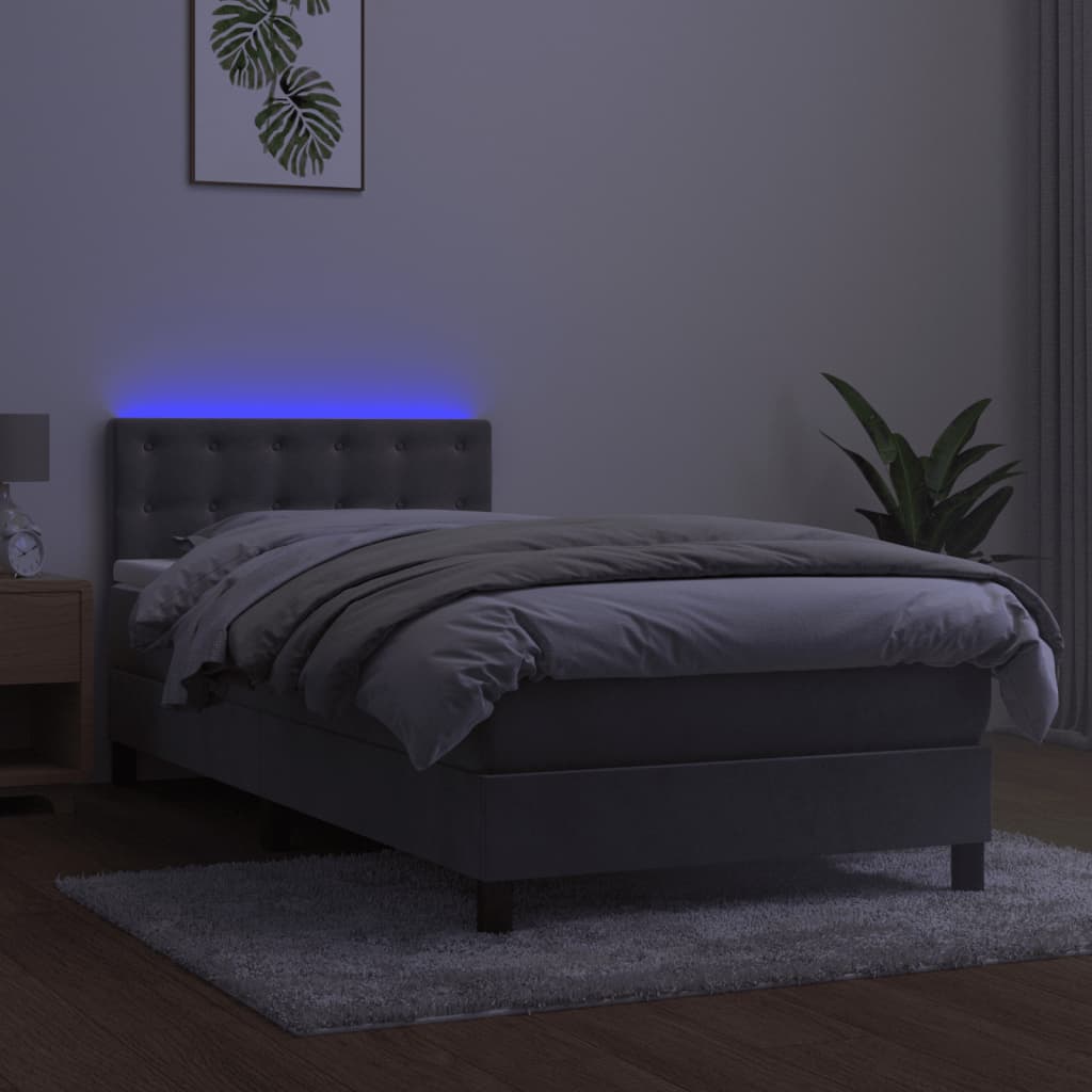 Sommier à lattes de lit avec matelas et LED Gris clair 90x200cm - XIOS