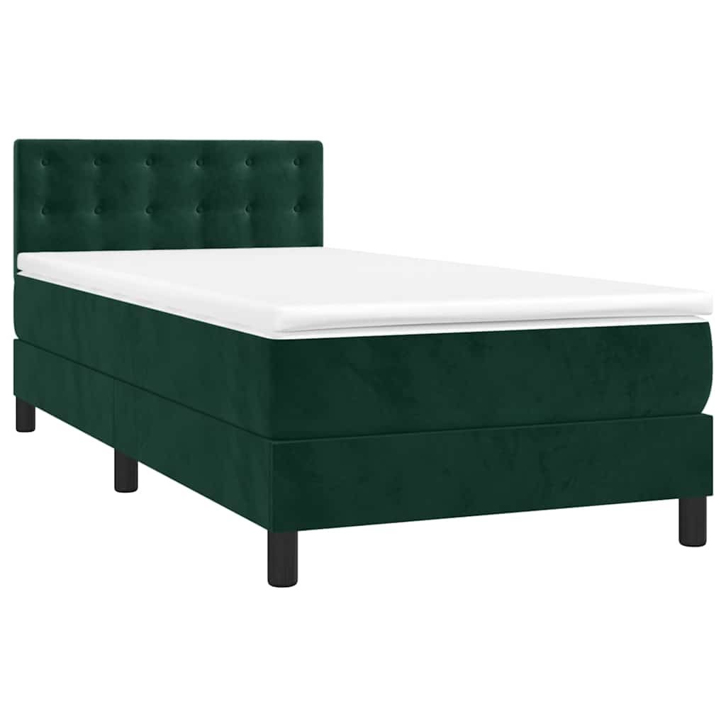 Sommier à lattes de lit avec matelas et LED Vert foncé 90x200cm - XIOS