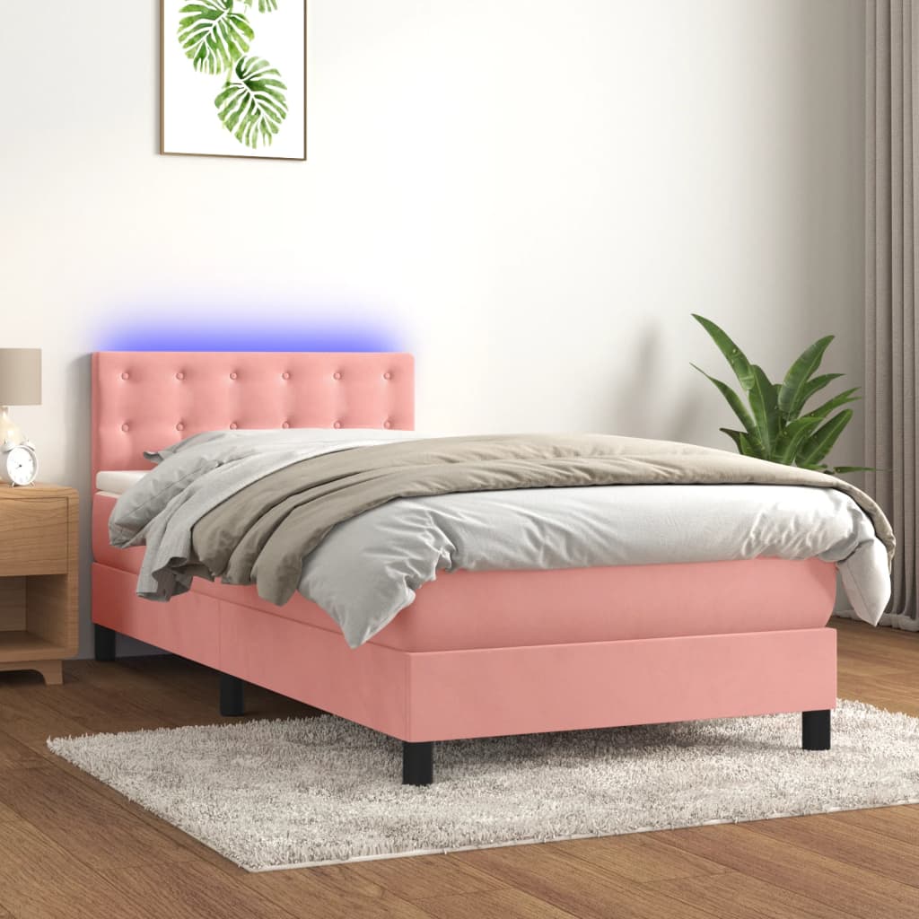 Sommier à lattes de lit avec matelas et LED Rose 90x200 cm - XIOS