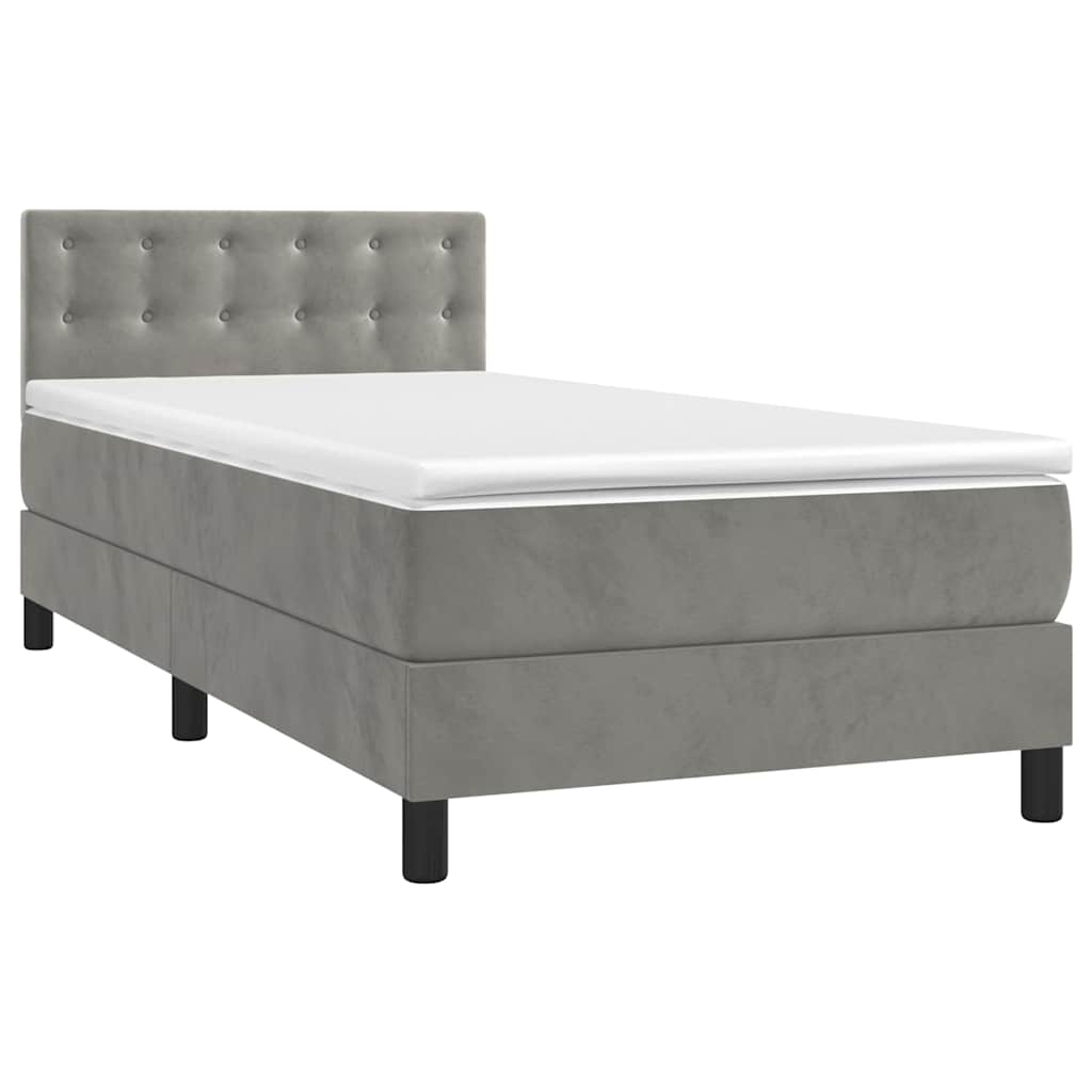 Sommier à lattes de lit avec matelas LED Gris clair 100x200 cm