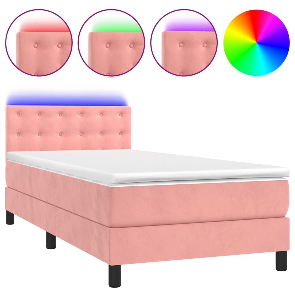 Sommier à lattes de lit avec matelas et LED Rose 100x200 cm - XIOS