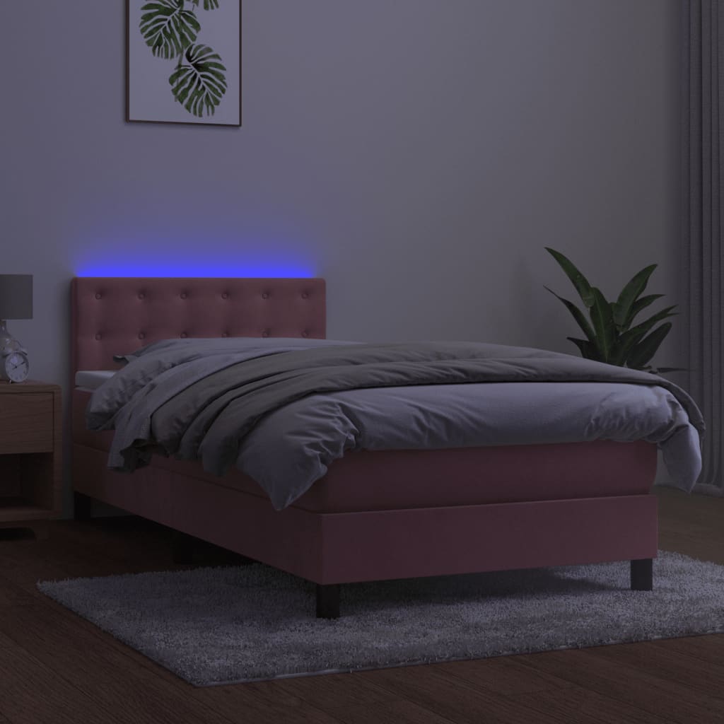 Sommier à lattes de lit avec matelas et LED Rose 100x200 cm - XIOS