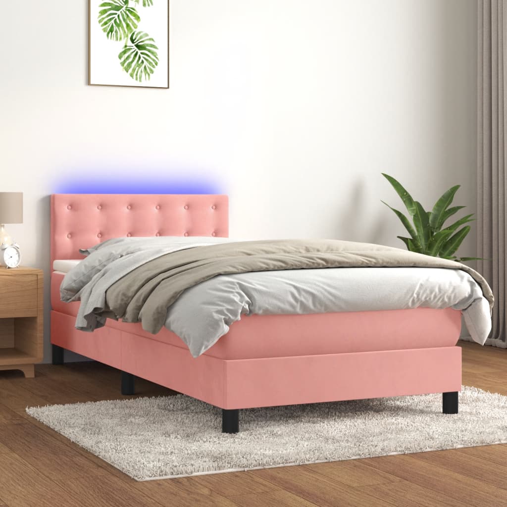Sommier à lattes de lit avec matelas et LED Rose 100x200 cm - XIOS