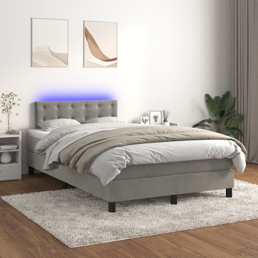 Sommier à lattes de lit avec matelas LED Gris clair 120x200 cm - XIOS