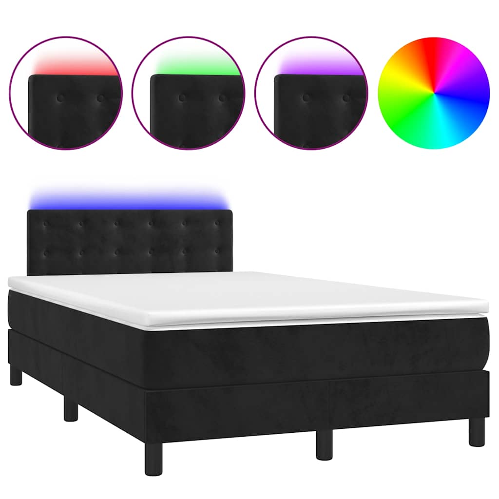 Sommier à lattes de lit avec matelas et LED Noir 120x200 cm - XIOS