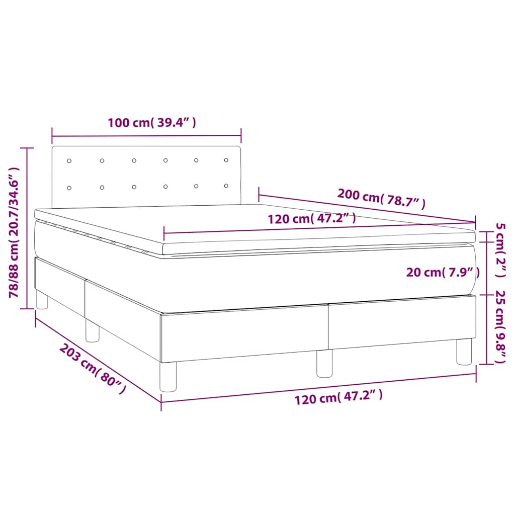 Sommier à lattes de lit avec matelas LED Vert foncé 120x200 cm - XIOS