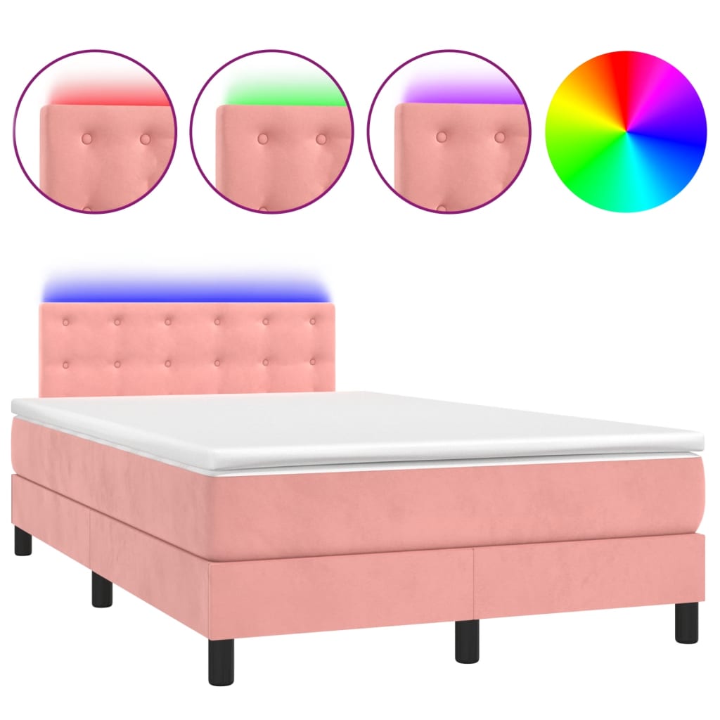 Sommier à lattes de lit avec matelas et LED Rose 120x200cm - XIOS