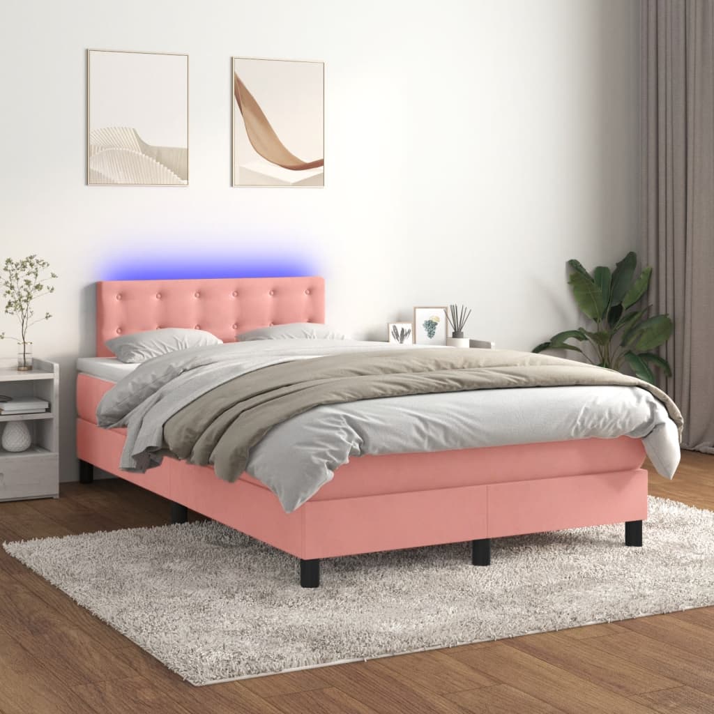 Sommier à lattes de lit avec matelas et LED Rose 120x200cm - XIOS