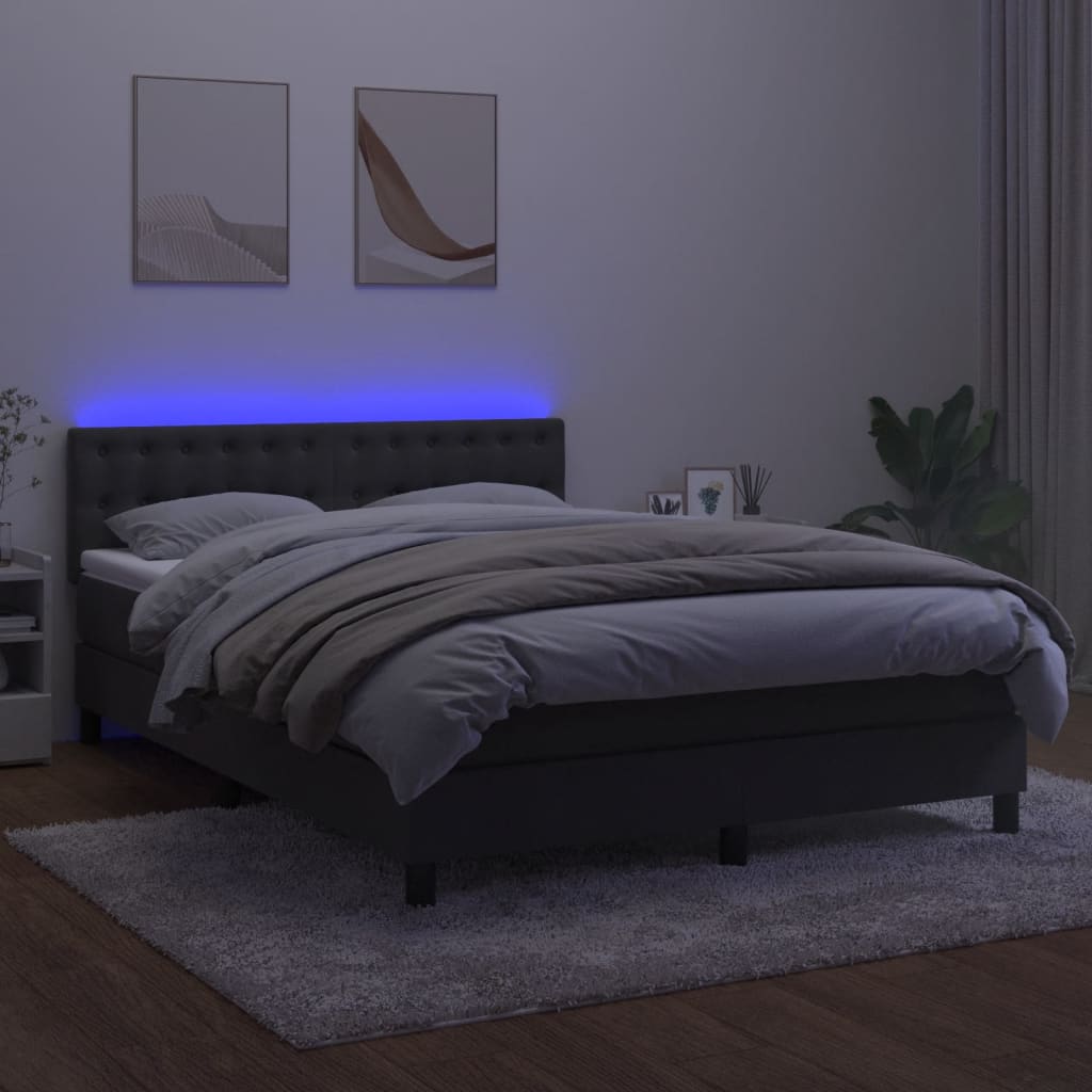 Sommier à lattes de lit avec matelas LED Gris foncé 140x190 cm - XIOS