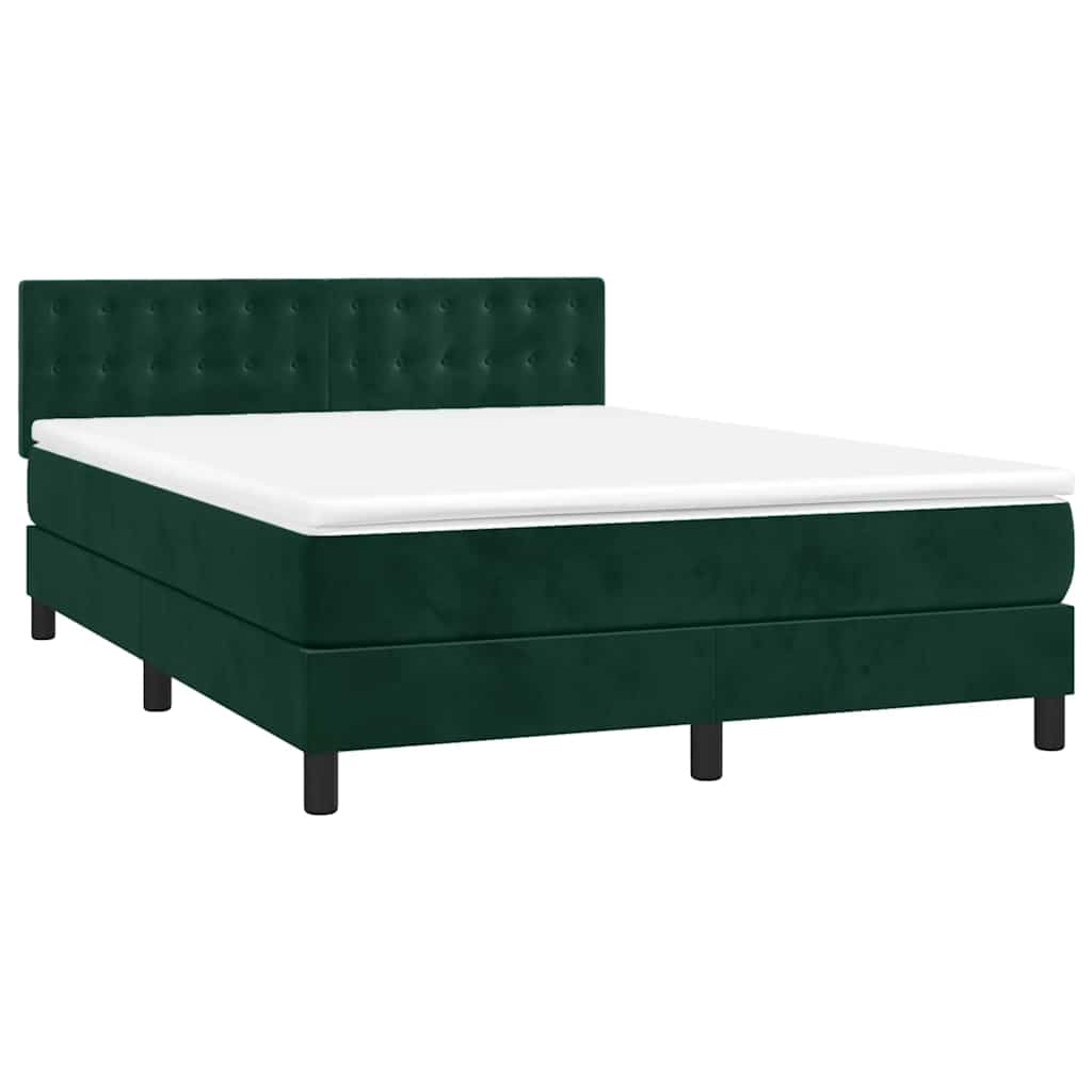 Sommier à lattes de lit avec matelas LED Vert foncé 140x190 cm - XIOS