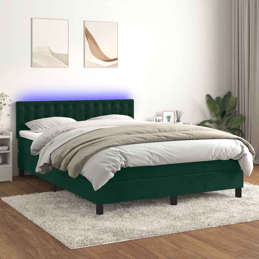 Sommier à lattes de lit avec matelas LED Vert foncé 140x190 cm - XIOS