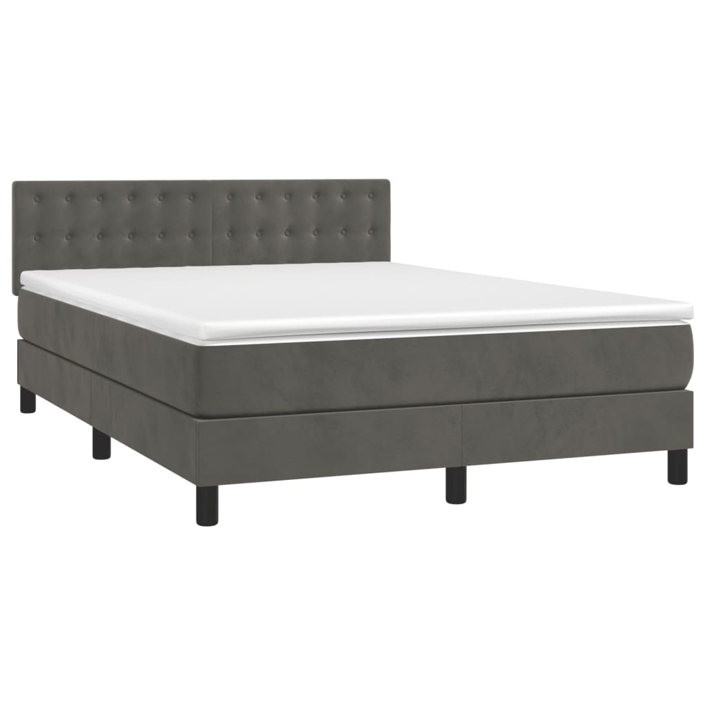 Sommier à lattes de lit avec matelas LED Gris foncé 140x200 cm - XIOS
