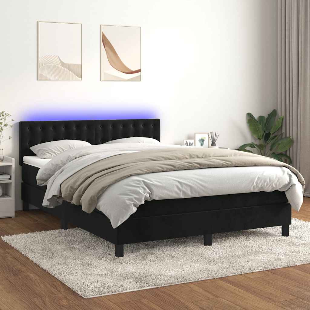 Sommier à lattes de lit avec matelas et LED Noir 140x200 cm - XIOS