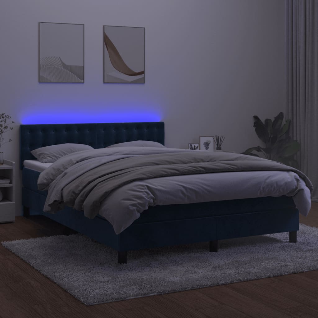 Sommier à lattes de lit matelas et LED Bleu foncé 140x200 cm - XIOS