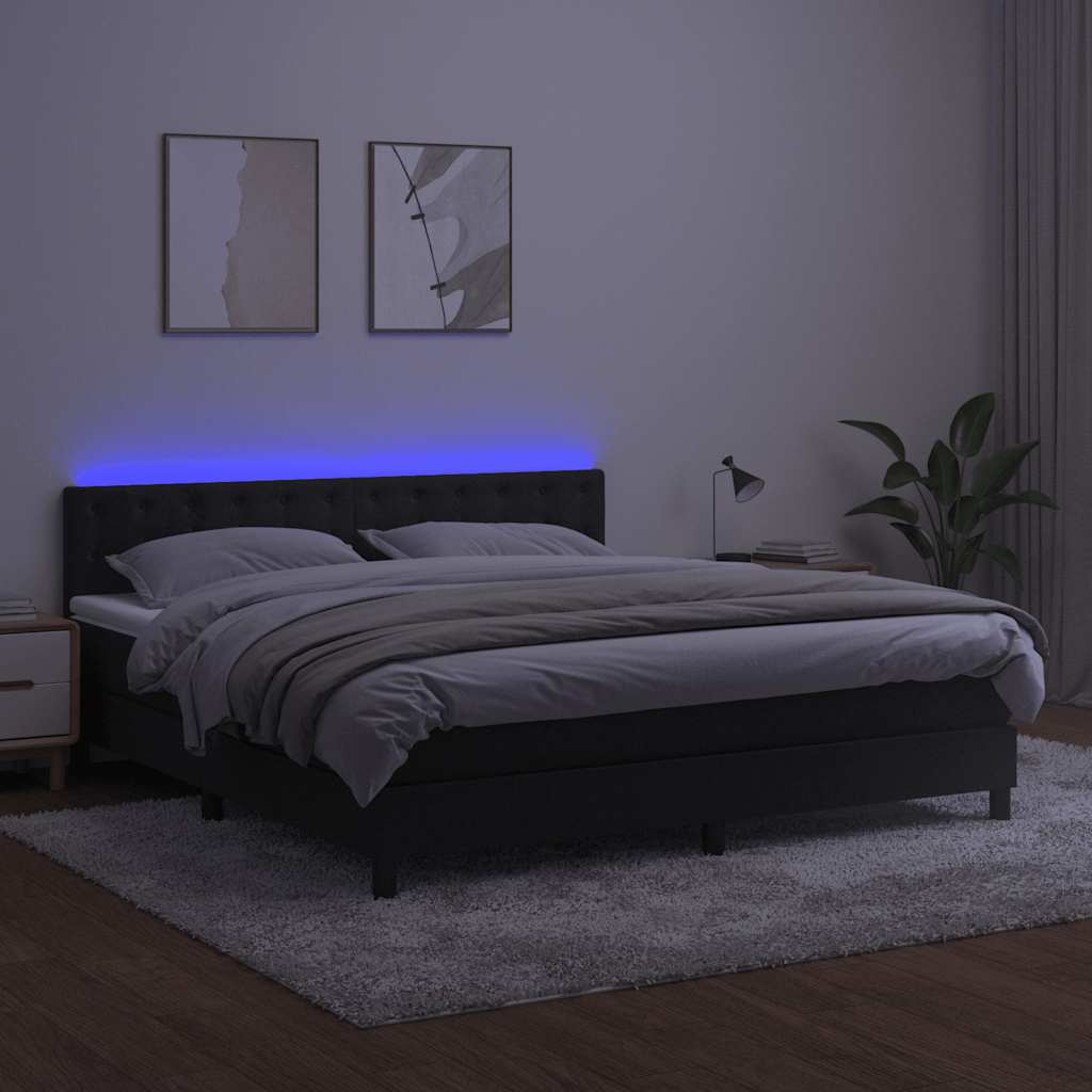 Sommier à lattes de lit avec matelas et LED Noir 160x200 cm - XIOS