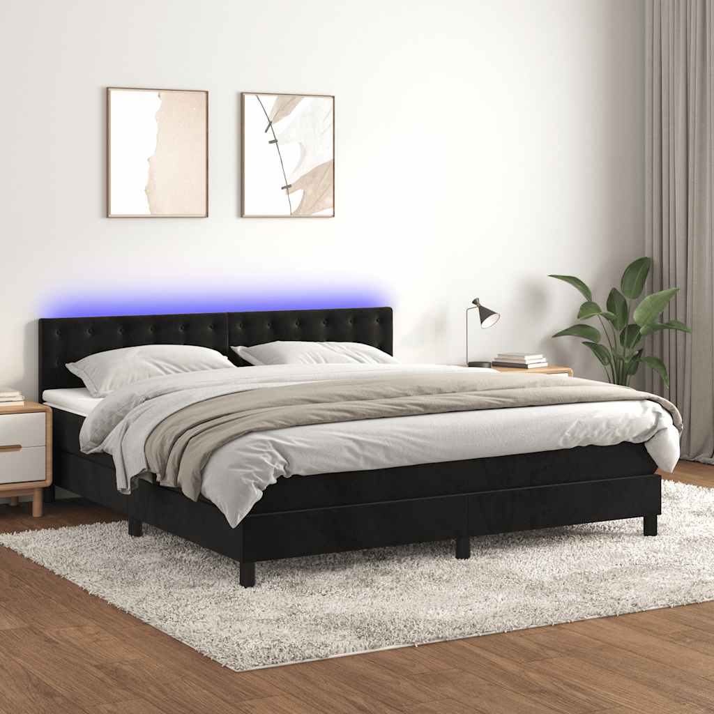 Sommier à lattes de lit avec matelas et LED Noir 160x200 cm - XIOS