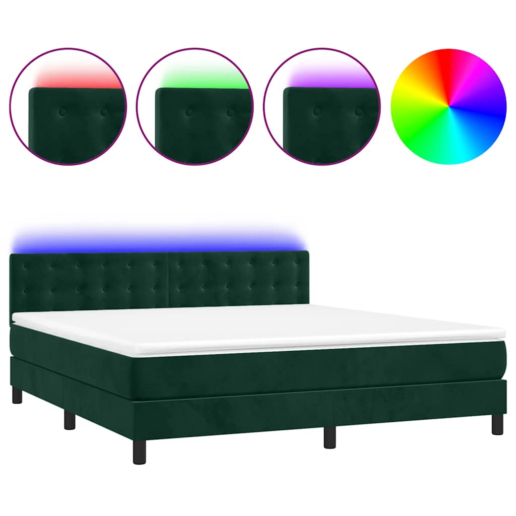 Sommier à lattes de lit matelas et LED Vert foncé 160x200 cm - XIOS