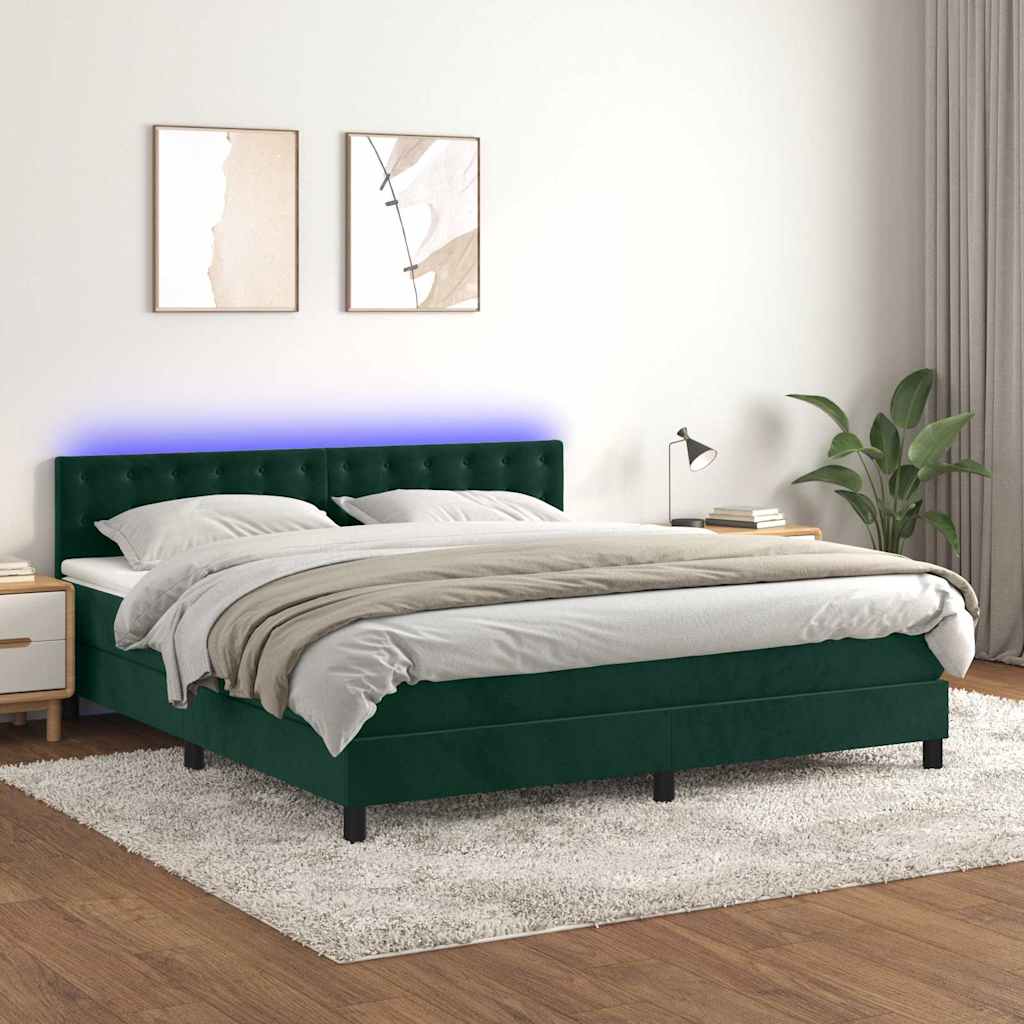Sommier à lattes de lit matelas et LED Vert foncé 160x200 cm - XIOS
