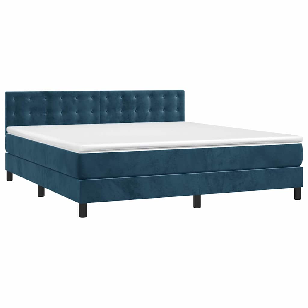 Sommier à lattes de lit matelas et LED Bleu foncé 160x200 cm - XIOS