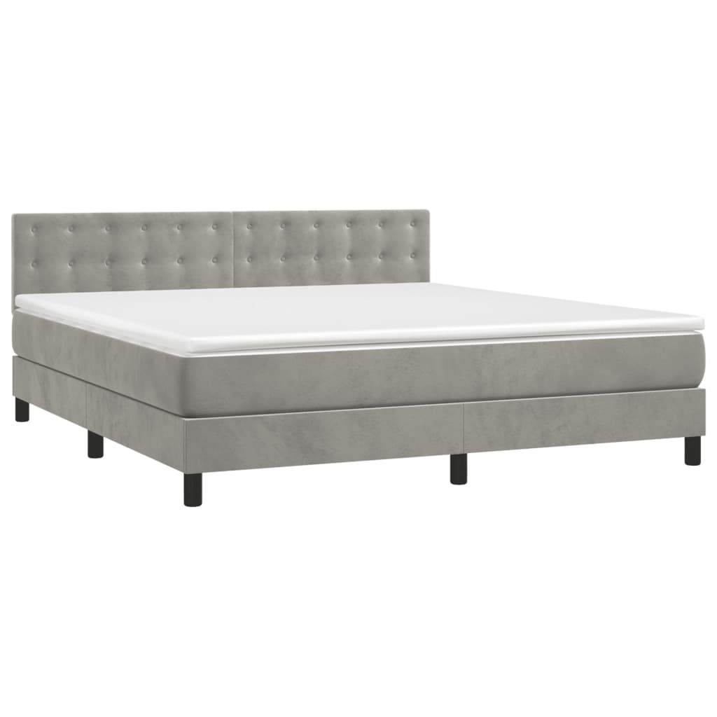 Sommier à lattes de lit matelas et LED Gris clair 180x200 cm - XIOS