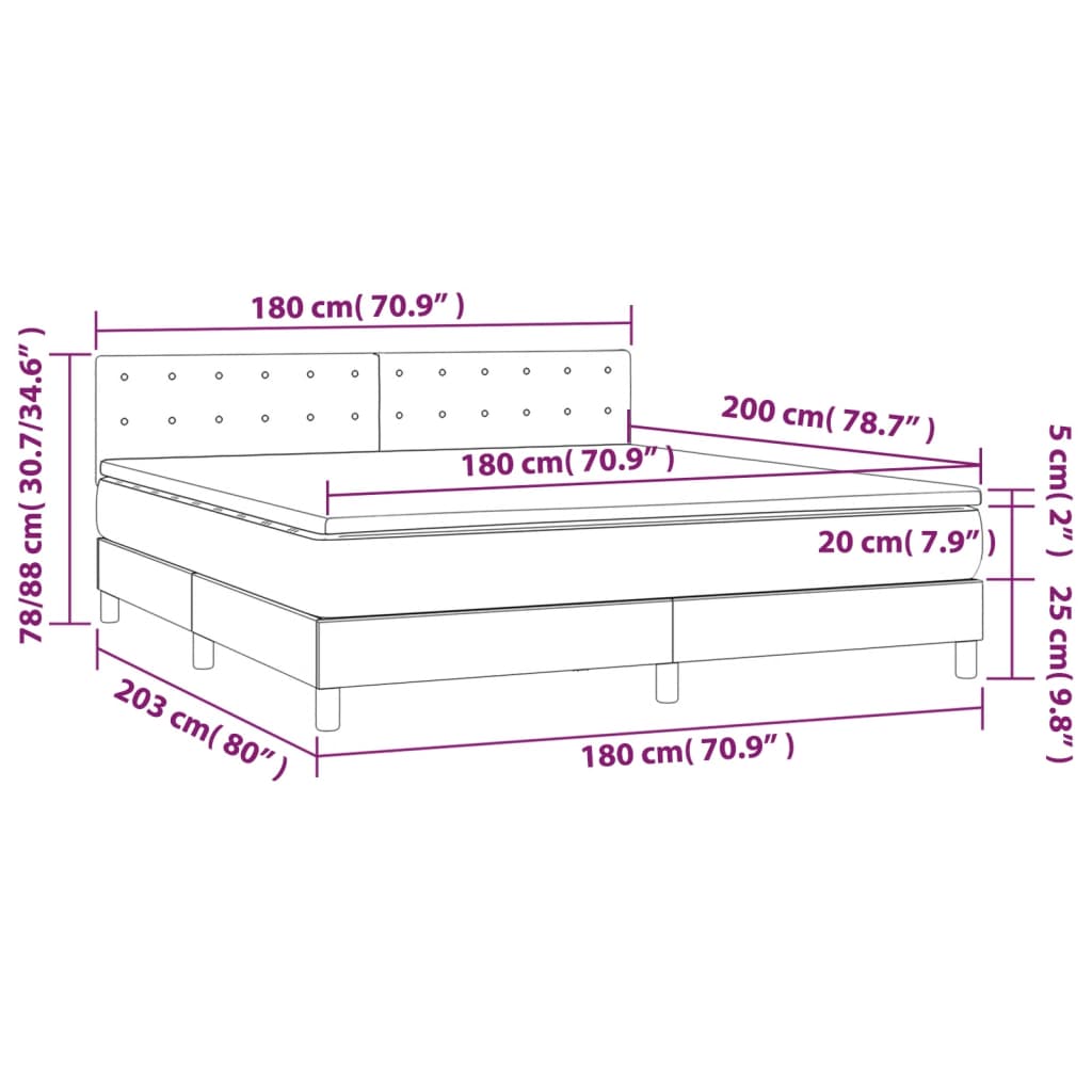 Sommier à lattes de lit avec matelas et LED Rose 180x200 cm - XIOS