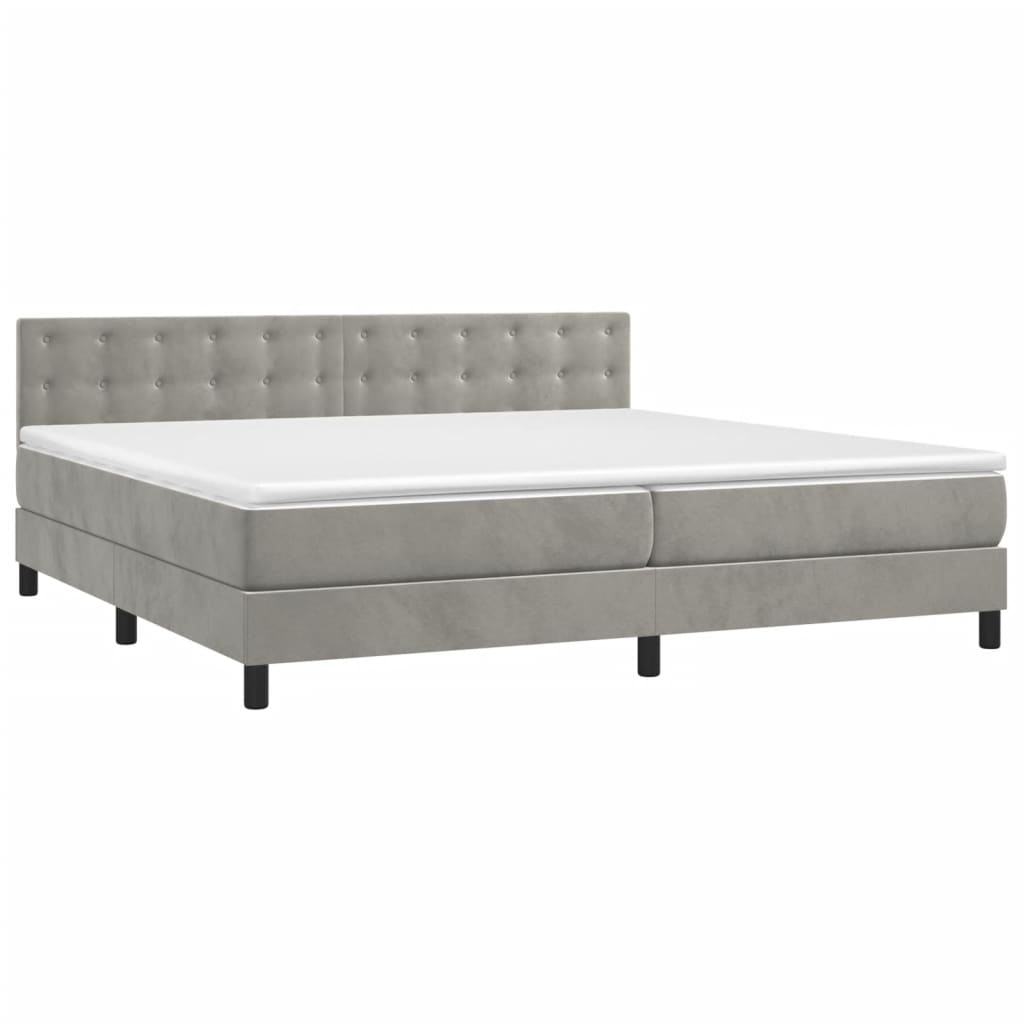 Sommier à lattes de lit matelas et LED Gris clair 200x200 cm - XIOS